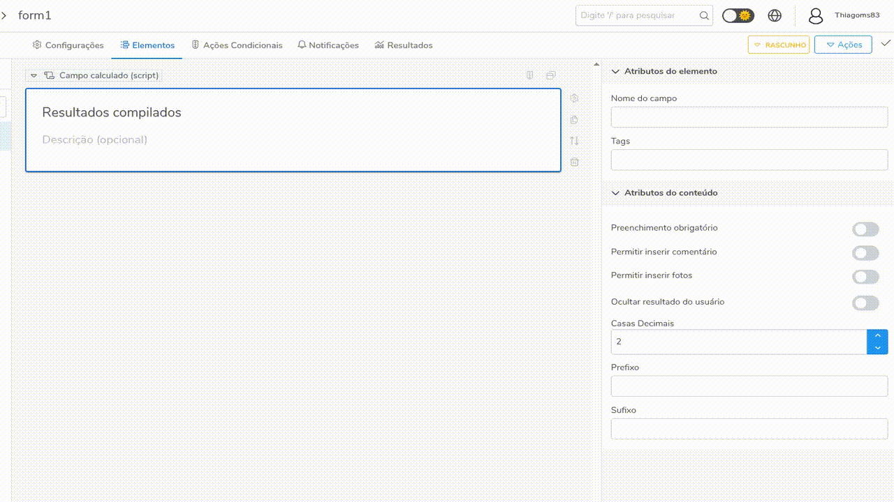 Alterar o tipo da questão de Script para Fórmula.