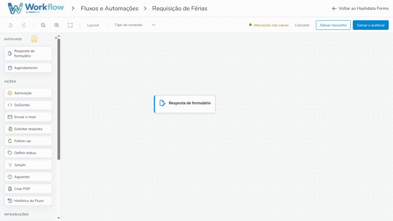 Construção de um Workflow na prática: gatilho, condições, aprovação e organização do canvas