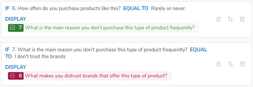 Example of how the conditional action should be configured