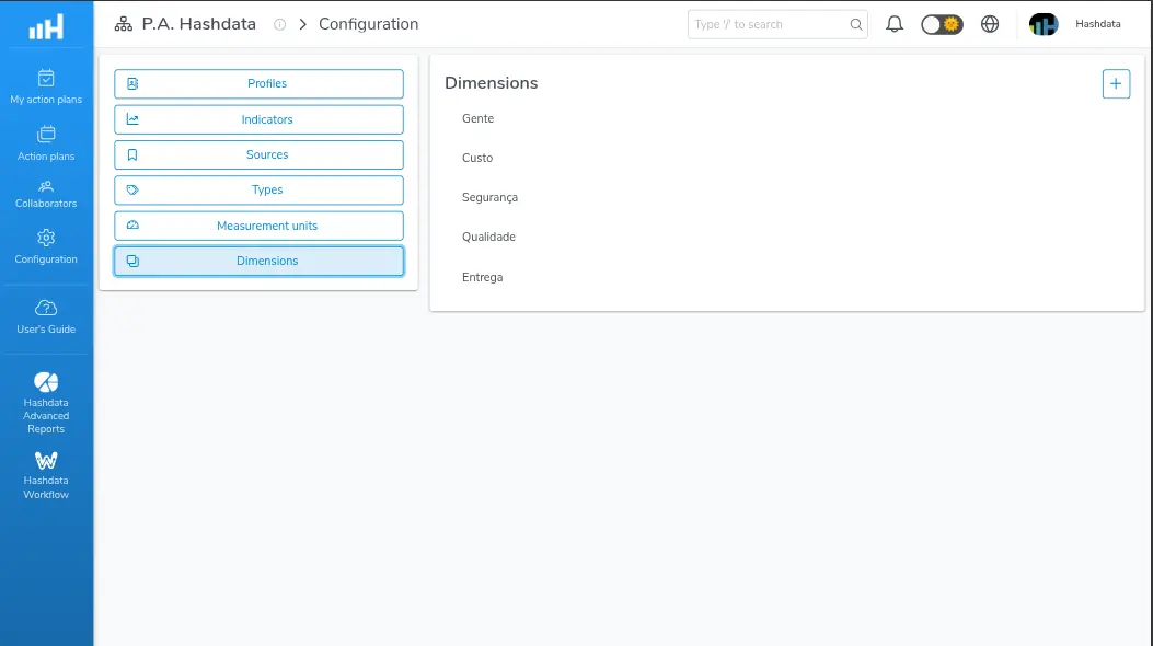 Dimension configuration for Action Plans