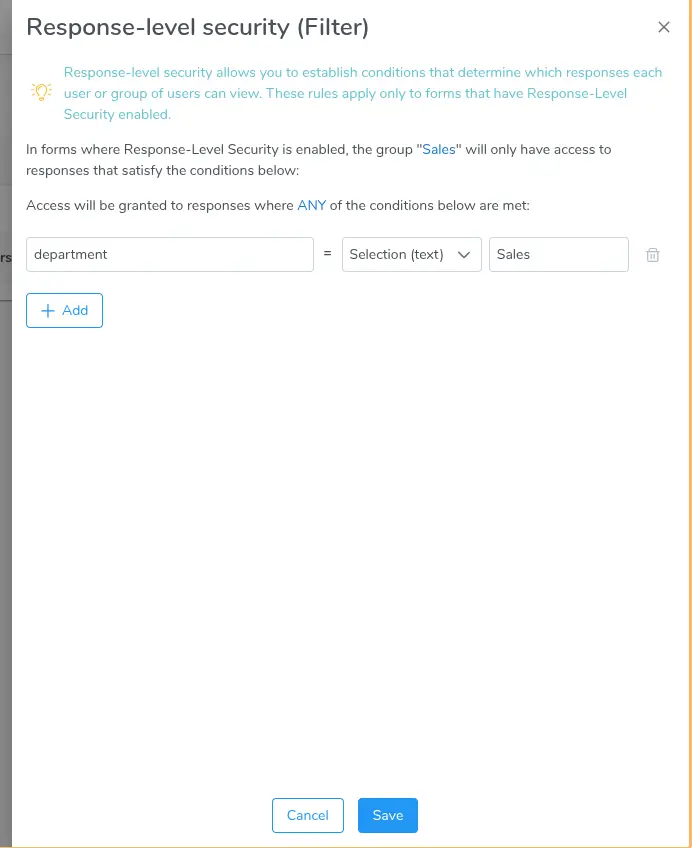 User with access to Sales responses