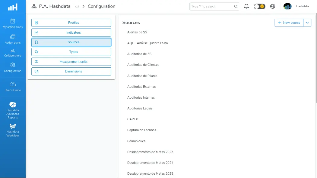 Source configuration for Action Plans
