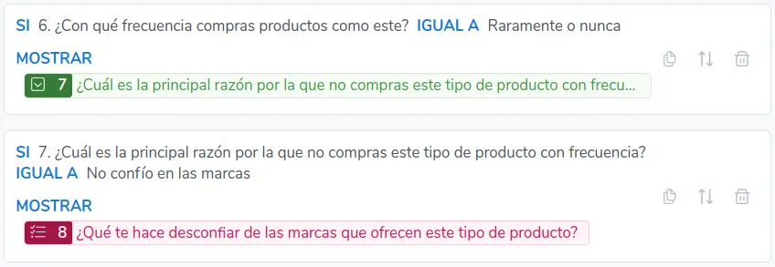 Ejemplo de cómo se debe configurar la acción condicionall