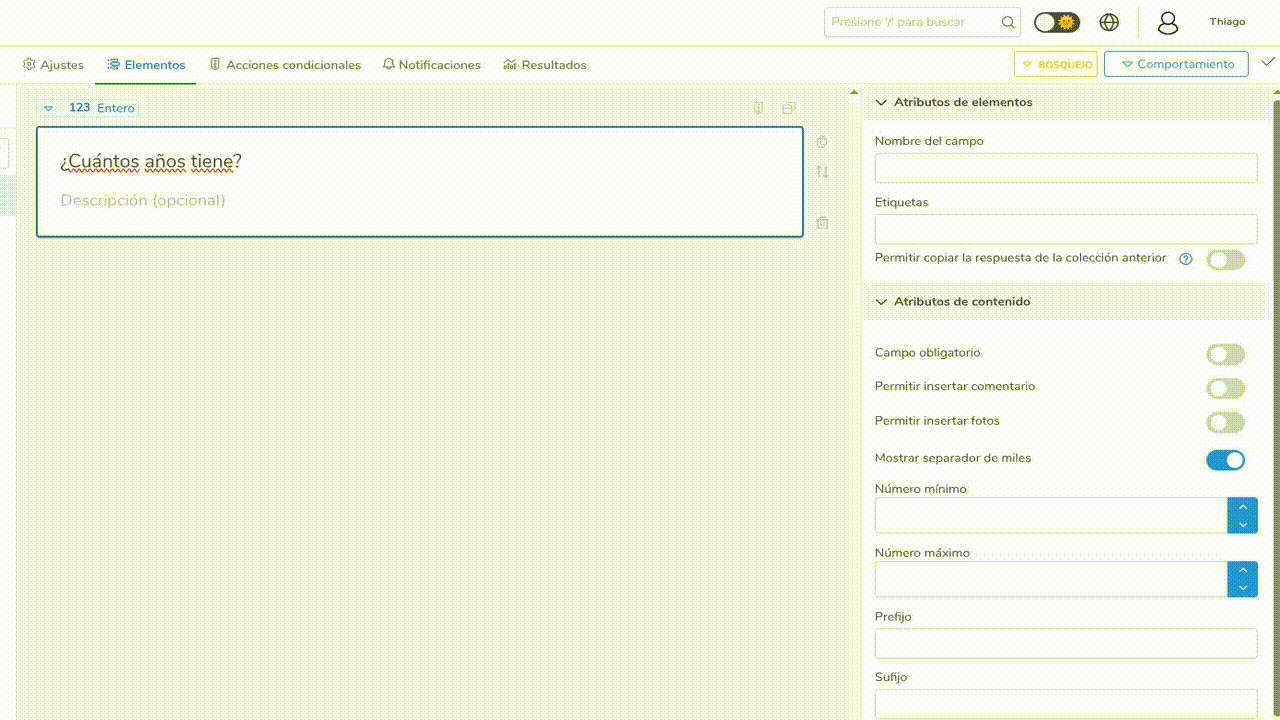 Cambiar el tipo de pregunta de Entero a Decimal. Cambiar el tipo de pregunta de Entero a Decimal.