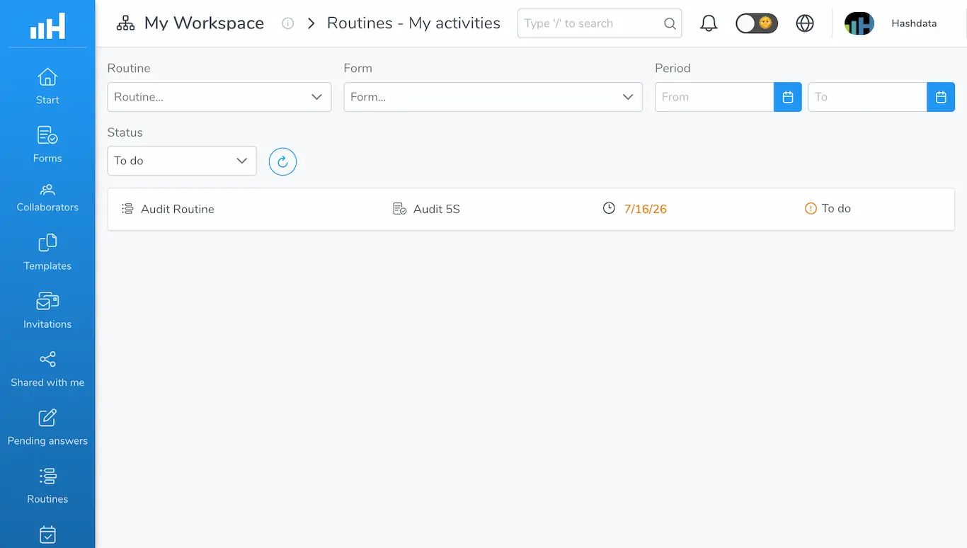 Mis Actividades en el portal web con filtros