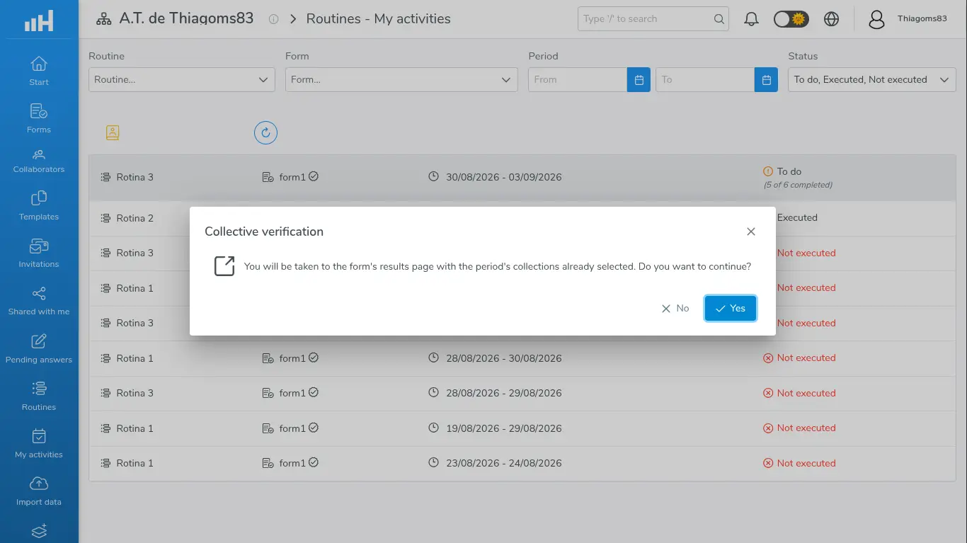 Confirmación Verificación colectiva antes de la redirección