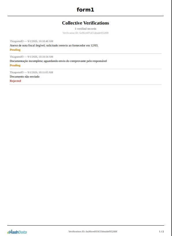 Pie de página de una página del PDF mostrando el ID de la verificación